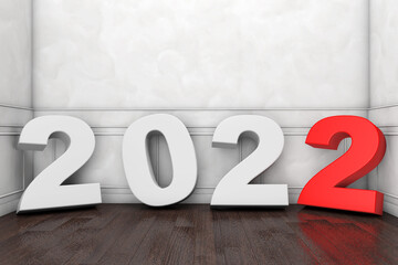 Poster - 2022 New Year Sign in Empty Room. 3d Rendering