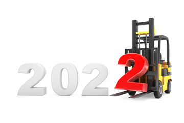 Aufkleber - Forklift Truck with 2022 New Year Sign. 3d Rendering