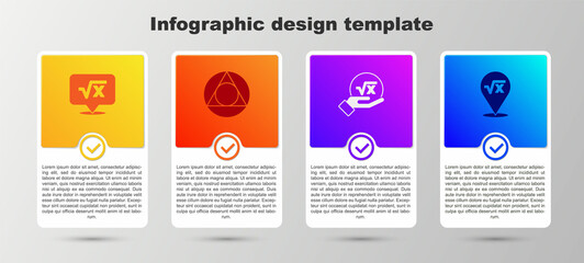 Poster - Set Square root of x glyph, Triangle math, and . Business infographic template. Vector