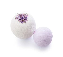  Lavender bath bombs on white background