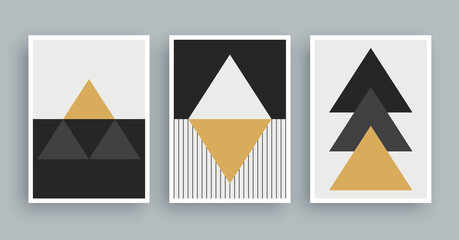 Poster - Abstract art painting with boho colors background. Minimalist modern painting geometric elements.