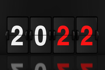 Aufkleber - Mechanical Analog Flip Clock Board with 2022 New Year Sign. 3d Rendering