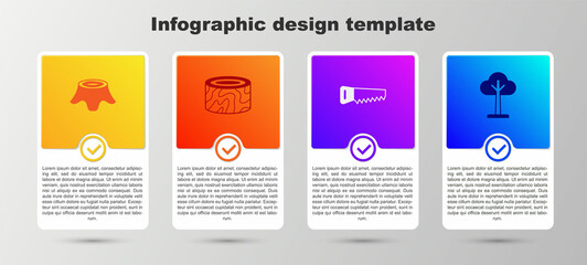 Poster - Set Tree stump, Hand saw and . Business infographic template. Vector