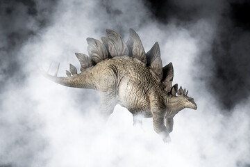 Wall Mural - Stegosaurus Dinosaur on smoke background