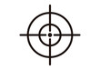 Icono negro de mira con objetivo en fondo blanco.