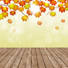 Wall Mural - wood floor autumn background