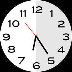 25 minutes past 6 o'clock analog clock icon