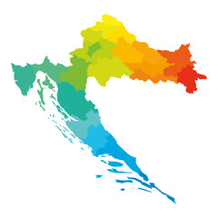 Canvas Print - Colorful political map of Croatia. Administrative divisions - counties. Simple flat blank vector map.