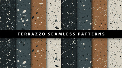 Wall Mural - set of terrazzo style seamless patterns. premium vector