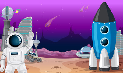 Wall Mural - A space cartoon background scene