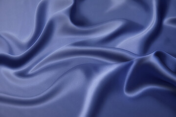 Wall Mural - Texture, background, pattern. Texture of blue silk fabric. Beautiful blue soft silk fabric.