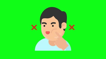 Sticker - A cartoon where a man shows that kissing is forbidden because of covid