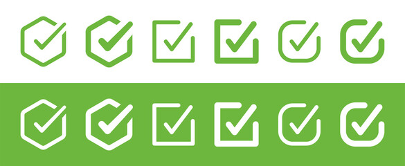 Aufkleber - Green check mark icon set. Tick or checkmark symbol collection.