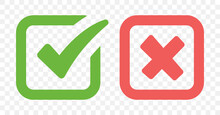 Checkbox Yes And No Icon On Transparent Background.