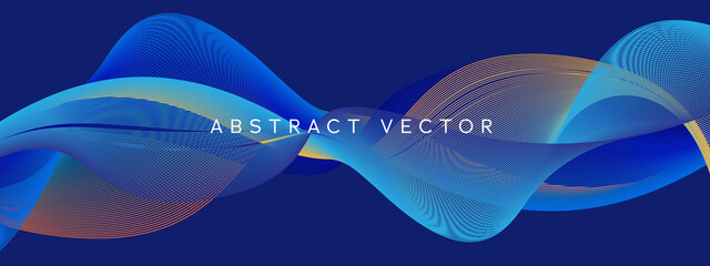 Wall Mural - Abstract wavy vector background with flowing lines, digital future technology poster, blue accent, wave lines, elegant wallpaper design