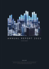 Wall Mural - Light annual report front cover page template with photo graph