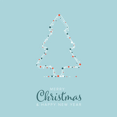 Wall Mural - minimalist christmas flyer/card template with christmas tree
