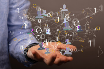 Aufkleber - Businessman using data network with his fingers