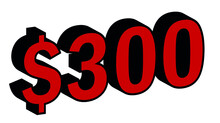 Save 300 Dollar - $300 3D Red Price Symbol Offer