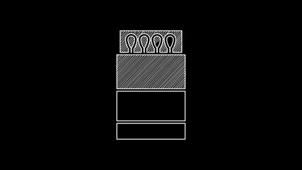 Sticker - White line Open matchbox and matches icon isolated on black background. 4K Video motion graphic animation