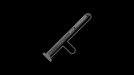 Canvas Print - White line Police rubber baton icon isolated on black background. Rubber truncheon. Police Bat. Police equipment. 4K Video motion graphic animation