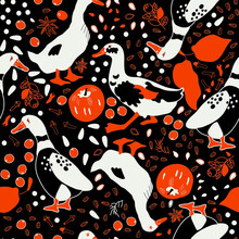Seamless Pattern With Birds