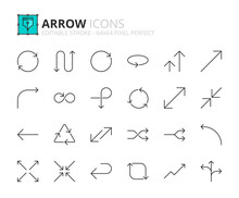 Simple Set Of Outline Icons About Arrow. Interface Elements.
