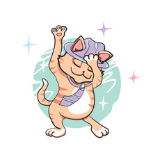 Cheerful Dancing Ginger Cat Is A Cute Print For T-shirts.