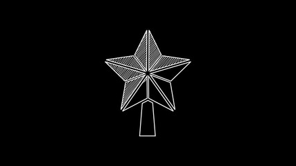 Wall Mural - White line Christmas star icon isolated on black background. Merry Christmas and Happy New Year. 4K Video motion graphic animation