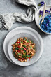 © Image Source RF - Overhead view of Pad Gaprao, tuna basil stir fry