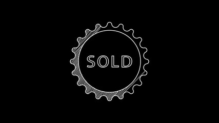 Canvas Print - White line Sold label icon isolated on black background. 4K Video motion graphic animation