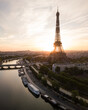 © Image Source RF - France, Paris, Eiffel Tower and Seine river at sunset