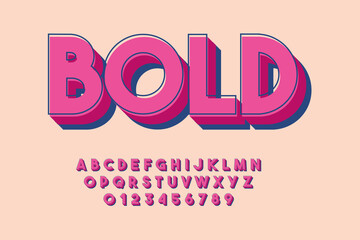 Poster - Font. Modern Stylized 3D Font and Alphabet