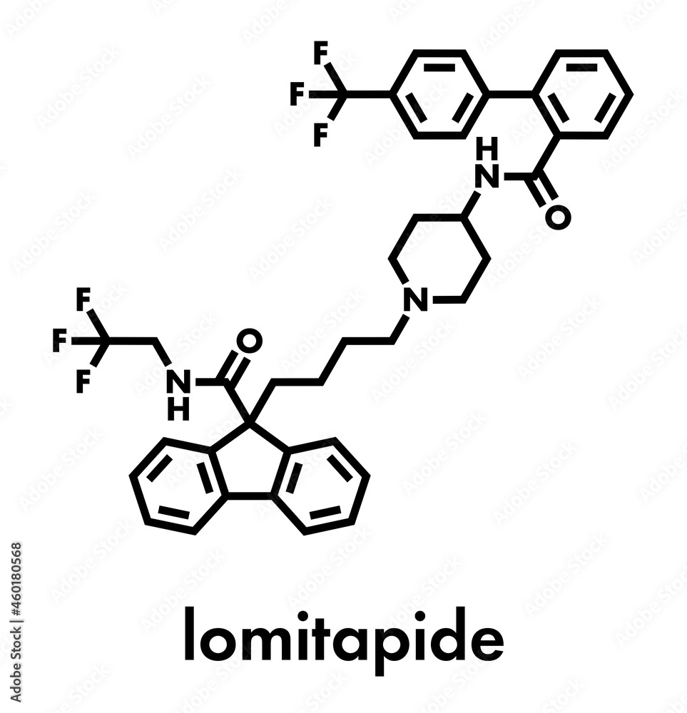 Lomitapide Lomitapide cholesterol lowering drug molecule. Used in treatment of ...