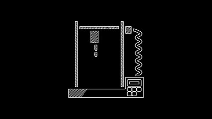 Sticker - White line 3D printer icon isolated on black background. 4K Video motion graphic animation