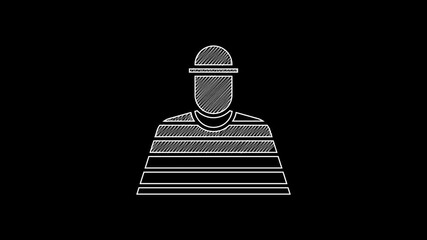 Sticker - White line Prisoner icon isolated on black background. 4K Video motion graphic animation