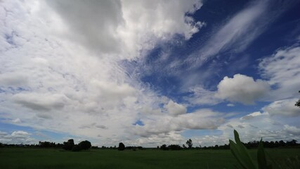 Wall Mural - Clouds Move Smoothly in the Blue Sky. Beautiful clouds flying in the air. Time-lapse.