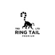 Premium black lemurs ring tail vector logo design isolated white background