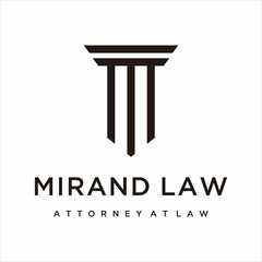 Wall Mural - initial M attorney law pillar logo design template vector