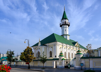 Medieval Marjani Mosque of 1767 in Kazan, Russia, early in the morning