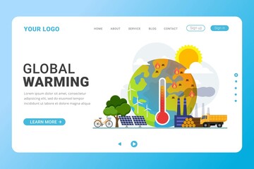 landing page template global warming design concept vector illustration