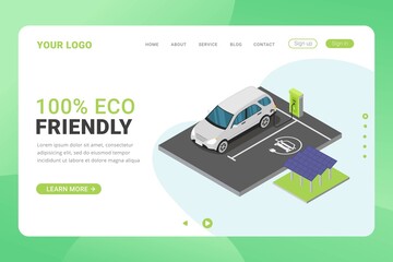 Wall Mural - landing page template eco energy design concept vector illustration