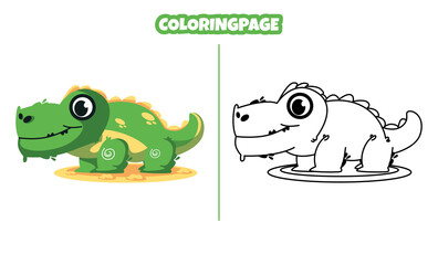 Wall Mural - cute crocodile with coloring pages suitable for kids