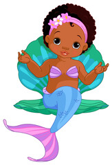 Poster - Baby Mermaid in a shell