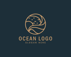 Wall Mural - Ocean logo creative emblem line art beach travel business