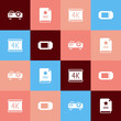 © Iryna - Set pop art Movie, film, media projector, Scenario, 4k movie and Cinema ticket icon. Vector