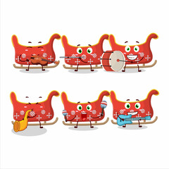 Sticker - Cartoon character of reindeer sleigh playing some musical instruments