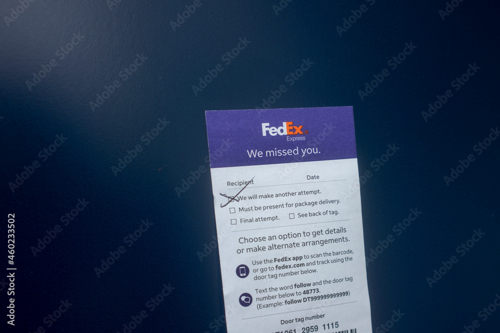 tigard-or-usa-sep-30-2021-closeup-of-a-fedex-door-tag-stock-photo-adobe-stock for Free Printable Fedex Door Tag Tigard, OR, USA - Sep 30, 2021: Closeup of a FedEx door tag. Stock Photo | Adobe Stock for Free Printable Fedex Door Tag