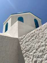 View Of Cyclades Church Dome Against Blue Sky