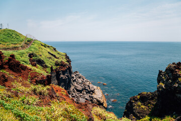 Sticker - Songaksan Mountain and sea in Jeju Island, Korea